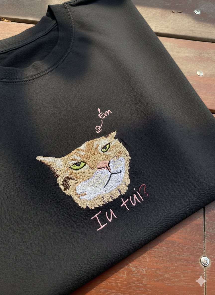 01 Thú cưng thêu theo yêu cầu " Ẻm iu tui" áo phông 250gms giặt loang