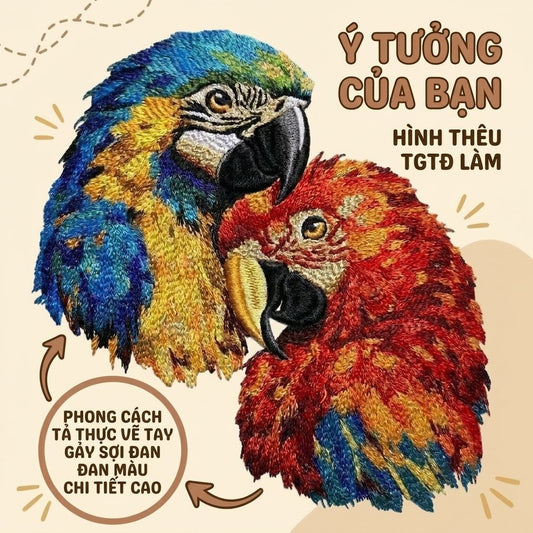 Hình thêu theo yêu cầu thiết kế chuẩn chi tiết nhỏ tả thực, cá nhân hóa ý tưởng đến thời trang độc bản