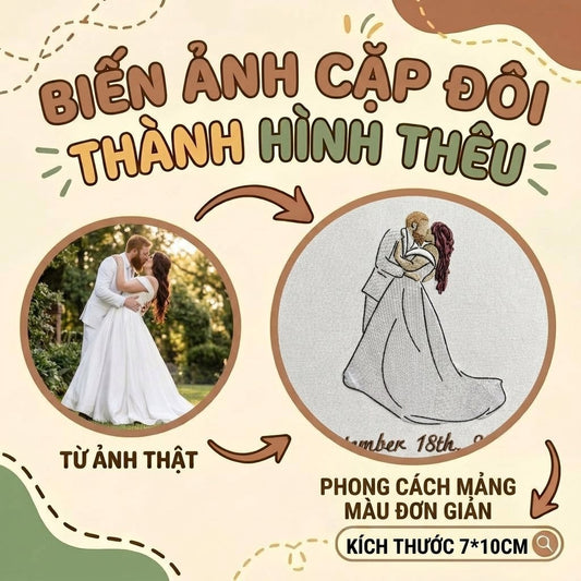 Thêu mảng có màu toàn thân Cặp đôi mới cưới Vẽ tay chuyển mảng màu lông từ ảnh thật, không gương mặt