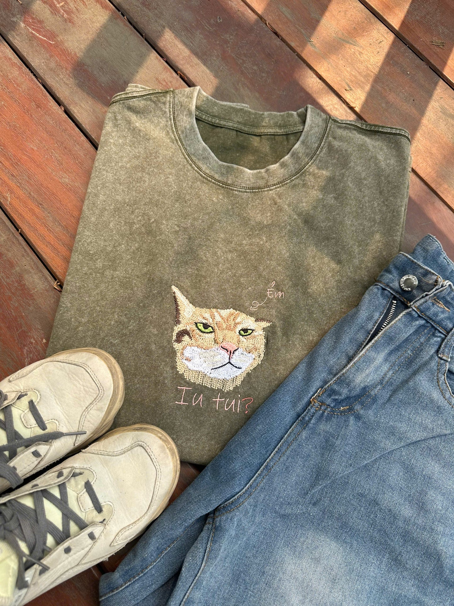 01 Thú cưng thêu theo yêu cầu " Ẻm iu tui" áo phông 250gms giặt loang