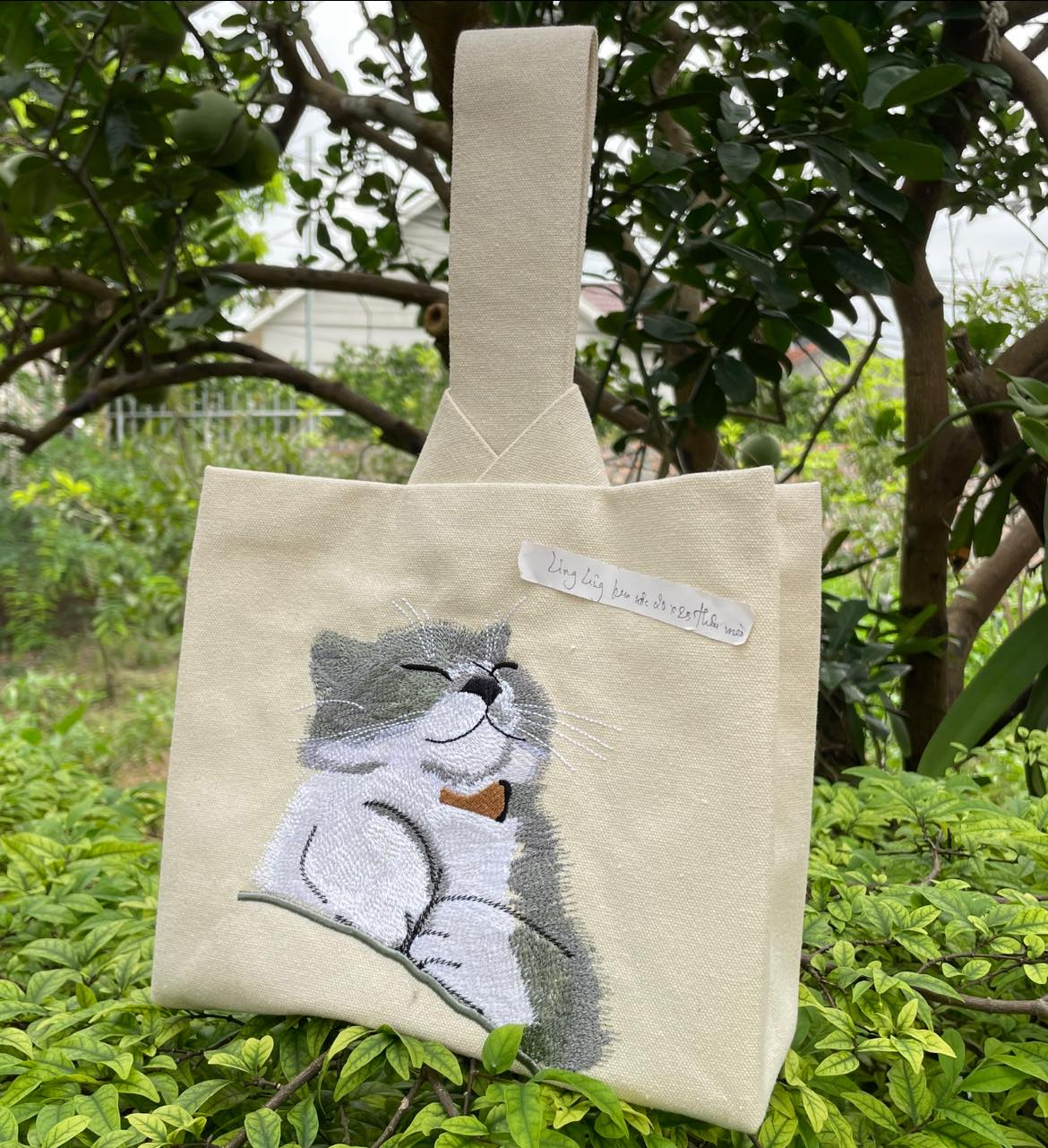 Túi thêu 1 mặt nhân vật thú cưng nhiều kích cỡ