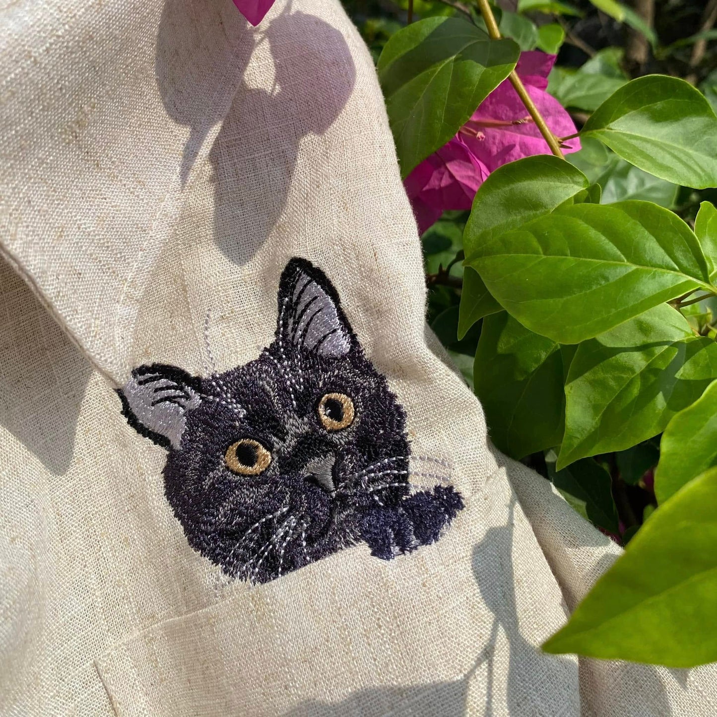 Áo sơ mi vải linen mèo bỏ túi thiết kế riêng