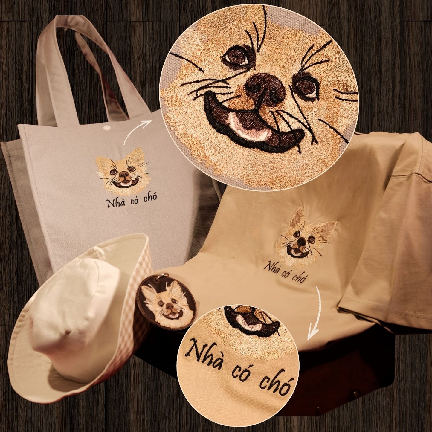 Dịch vụ thêu hình thú cưng tả thật từng sợi lông theo hình yêu cầu trên áo khách hàng gửi đến