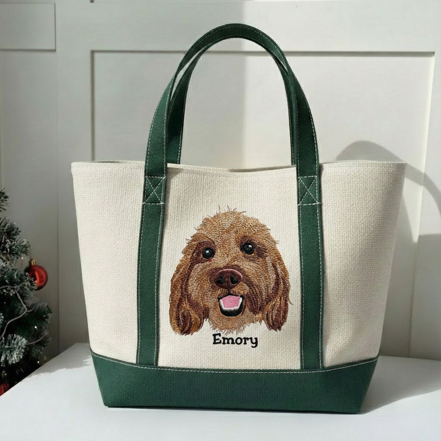 Túi tote thêu hình bé iu, kích thước 34x30x10cm phối các màu quai theo sở thích, đựng cả thế giới