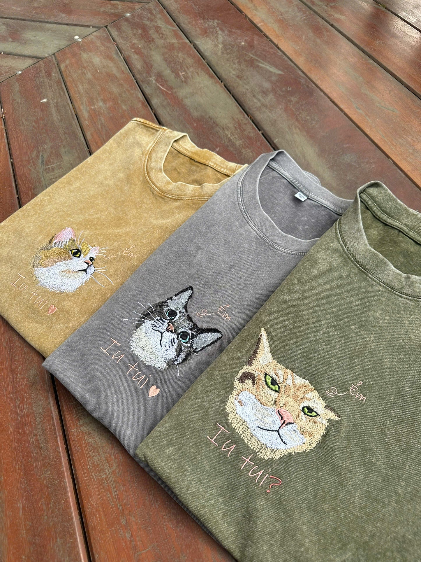 01 Thú cưng thêu theo yêu cầu " Ẻm iu tui" áo phông 250gms giặt loang