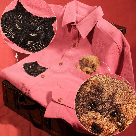 Mẫu thêu hai mặt Boss trên túi và nẹp áo sơ mi chuyển thể từ ảnh thật, tặng hình thêu trên tay áo