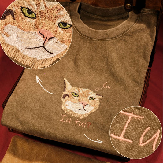 01 Thú cưng thêu theo yêu cầu " Ẻm iu tui" áo phông 250gms giặt loang