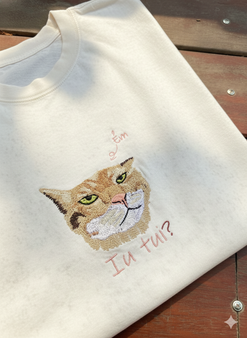 01 Thú cưng thêu theo yêu cầu " Ẻm iu tui" áo phông 250gms giặt loang