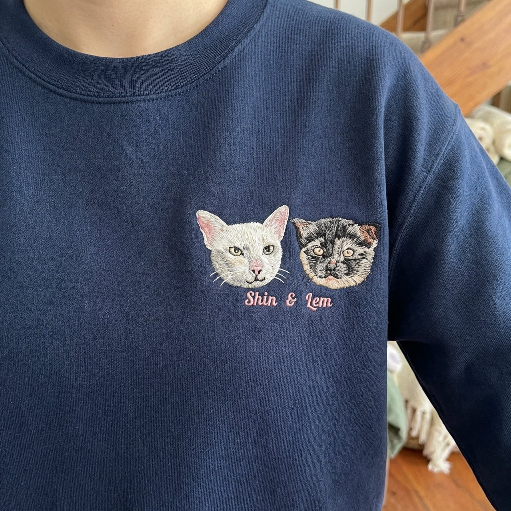 Custom Portrait Dog from Photo Embroidered Sweatshirt, Hoodie