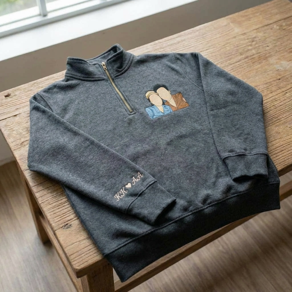 Custom Pet Portrait Embroidered Sweatshirt, Hoodie, Custom Pet Picture