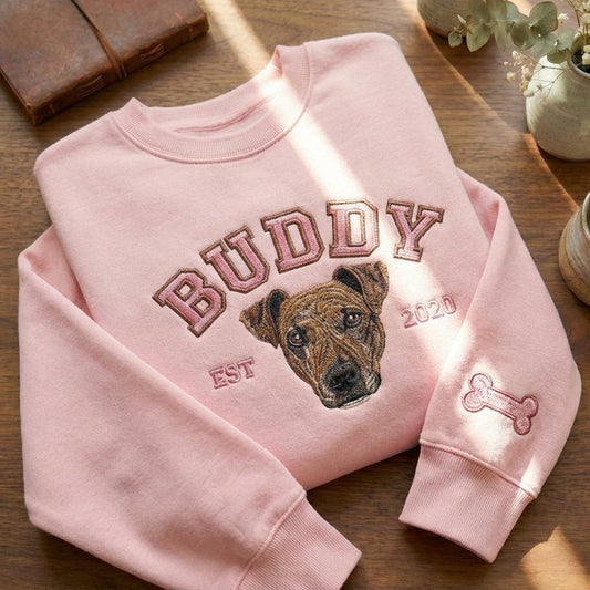 Áo sweater thêu chân dung chó tả thực nghệ thuật từ ảnh, quà Ngày của Mẹ tặng chủ sở hữu chó, chi tiết sống động vẽ tay được chọn kiểu áo