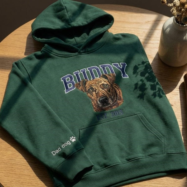 Áo hoodie thêu chân dung thú cưng từ ảnh, dành cho người yêu thú cưng, thêu chi tiết từng sợi lông, được chọn kiểu áo