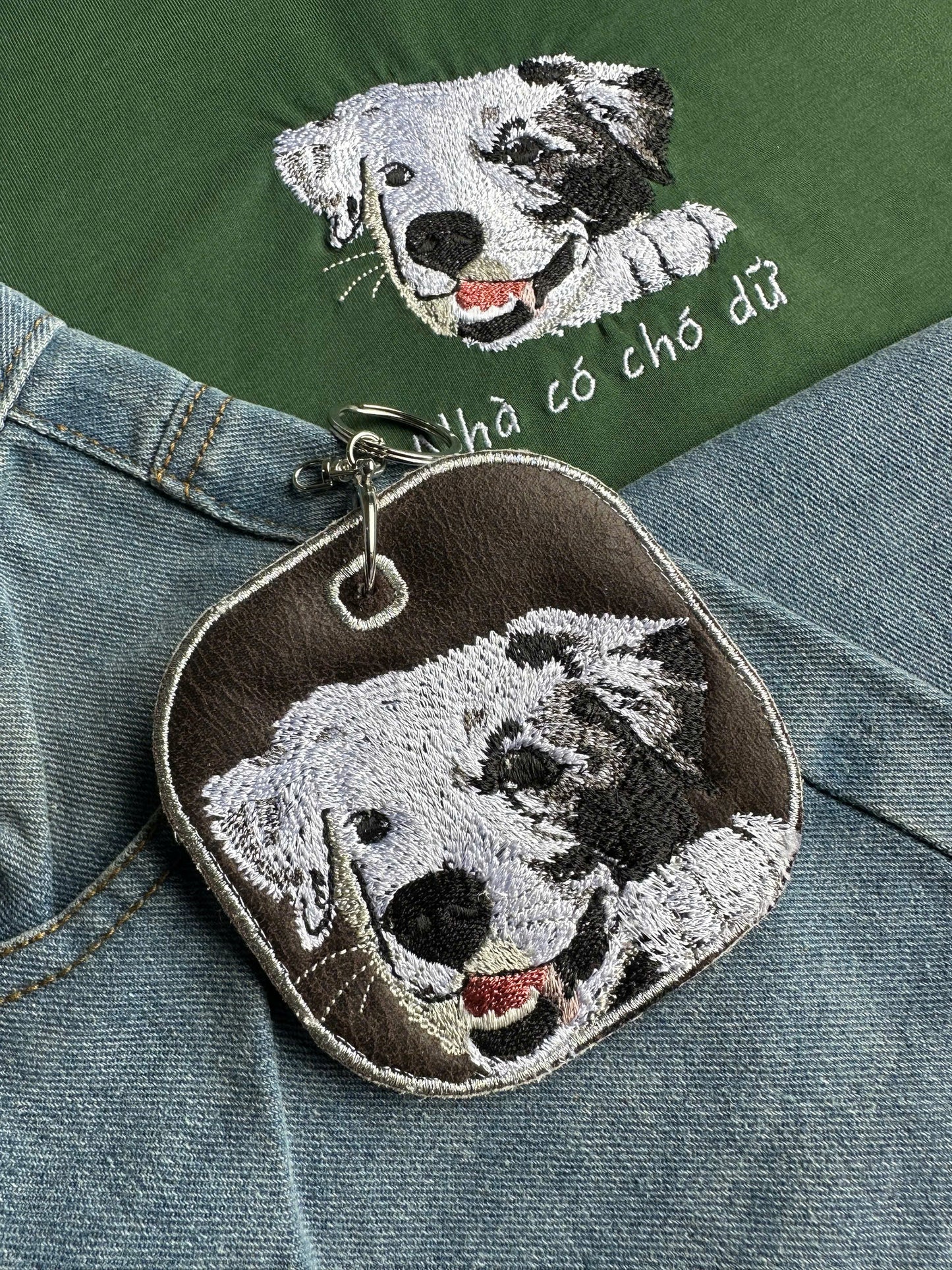 Set 2 món thiết kế thú cưng theo yêu cầu: Áo phông + móc khóa