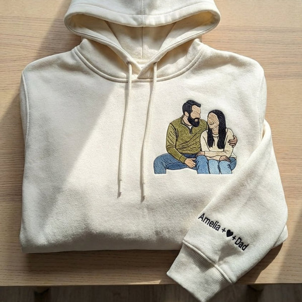 Áo hoodie thêu bố và con gái từ ảnh thật, cá nhân hóa tặng quà Ngày của Cha, được chọn kiểu áo