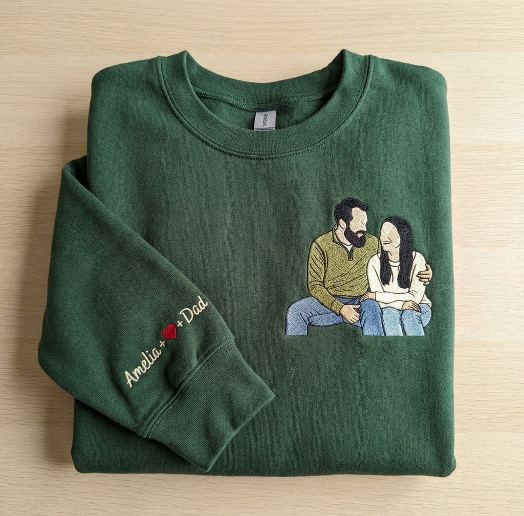 Áo sweater thêu bố và con gái từ ảnh thật kèm tên con, cá nhân hóa tặng quà Ngày của Cha, được chọn kiểu áo (Copy) (Copy)