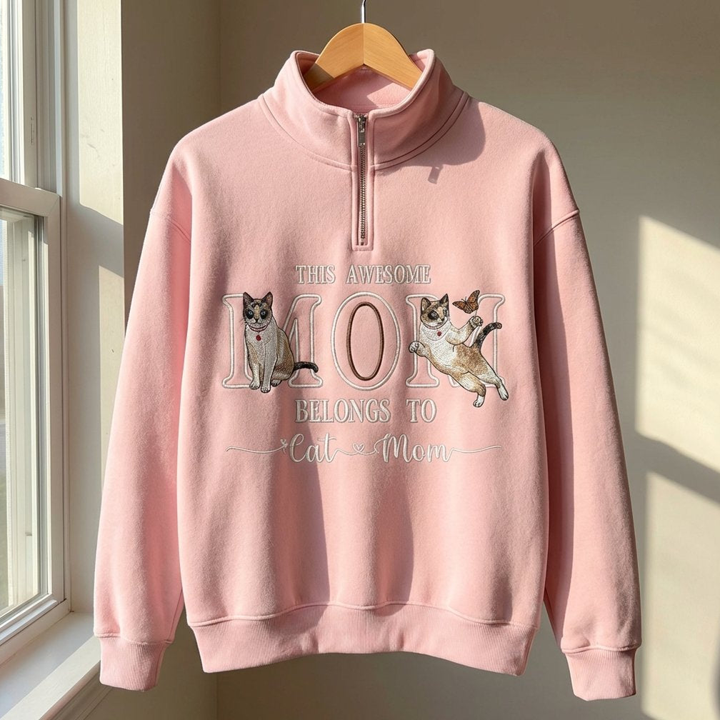 Áo thêu mèo cưng dành cho bạn gái, quà tặng cá nhân hóa từ hình ảnh thật cho phái nữ với tên và icon đi kèm, tùy chọn thiết kế, tùy chọn phôi áo