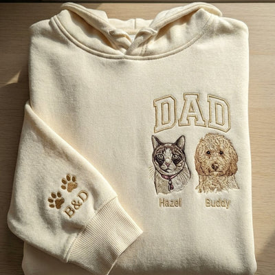 Áo hoodie thêu chó và mèo từ ảnh thật, quà tặng cho bạn trai nuôi chó mèo, cá nhân hóa đến từng sợi lông thú cưng