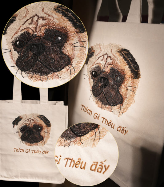 Túi thêu 1 mặt nhân vật thú cưng nhiều kích cỡ