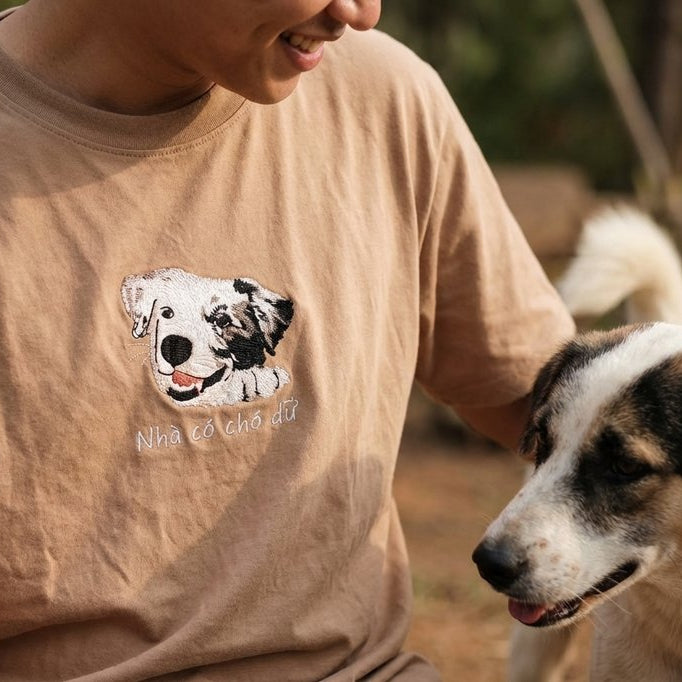 Custom Pet Portrait Embroidered Sweatshirt, Hoodie, Custom Pet Picture