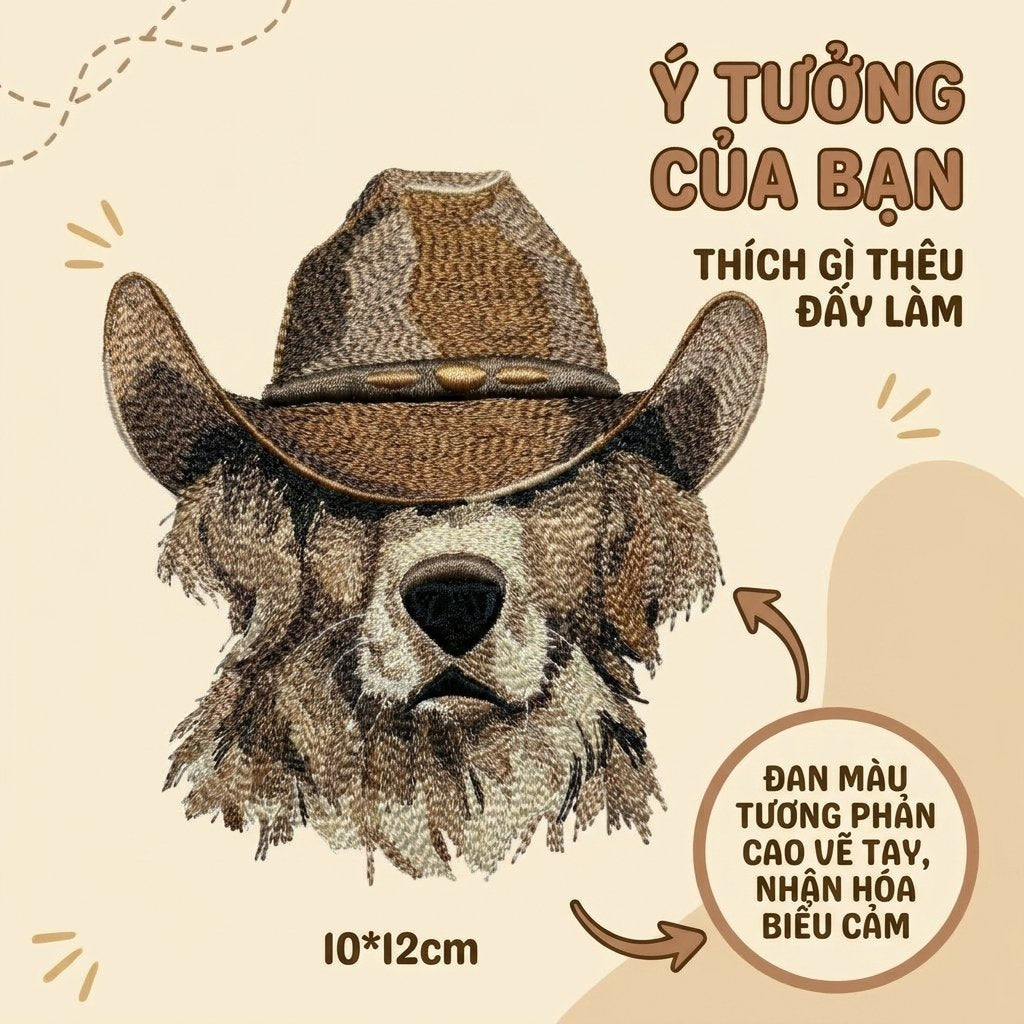Thêu gảy sợi nghệ thuật chuyển thể thú cưng thật thành sản phẩm thời trang