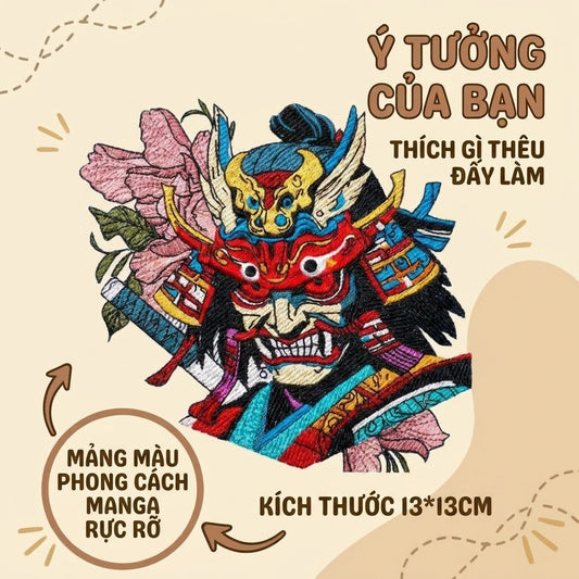 Thiết kế độc bản phối màu hình thêu nghệ thuật manga, sản phẩm thời trang độc bản cá nhân hóa theo yêu cầu