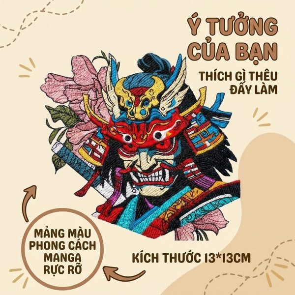 Thiết kế độc bản phối màu hình thêu nghệ thuật manga, sản phẩm thời trang độc bản cá nhân hóa theo yêu cầu