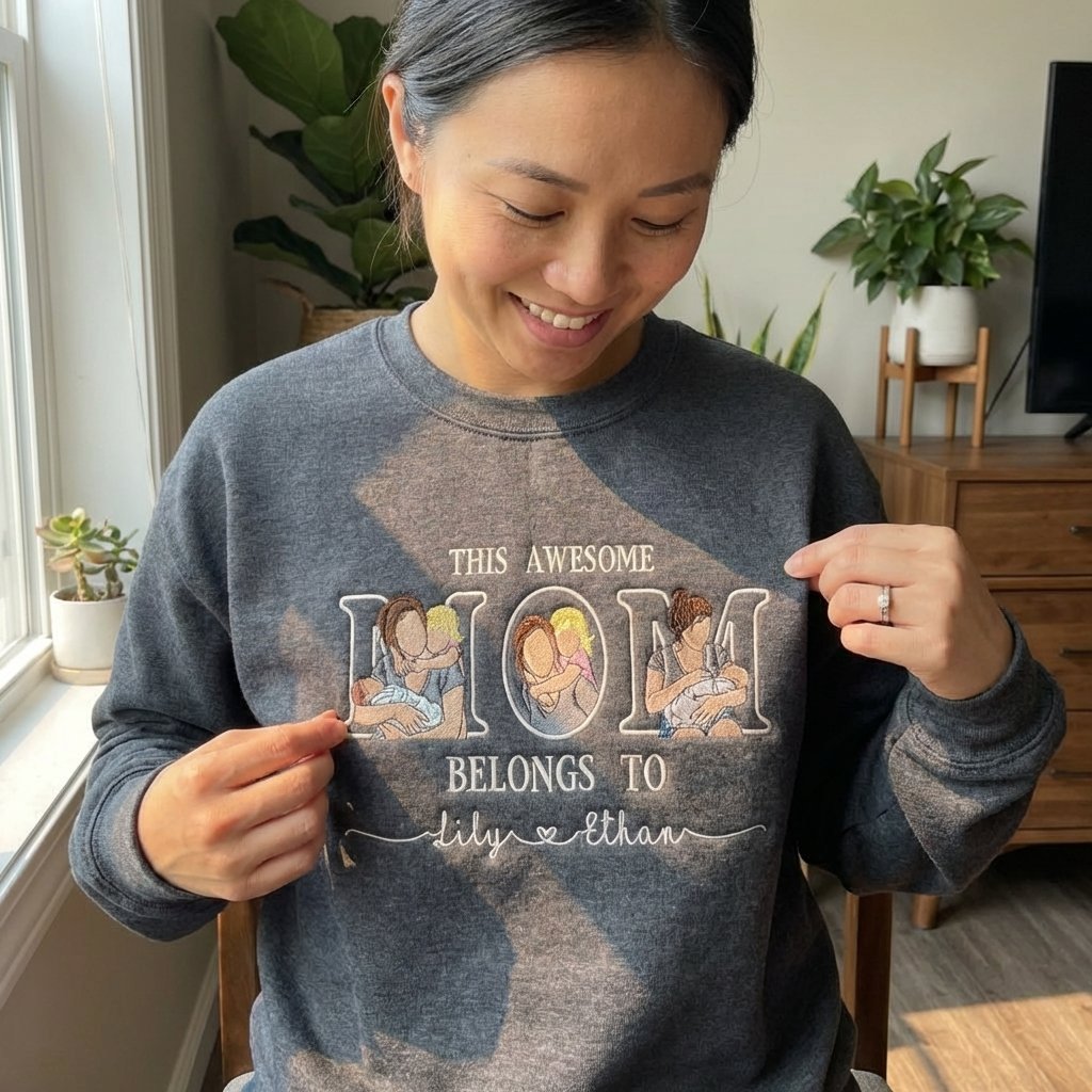 Custom Pet Portrait Embroidered Sweatshirt, Hoodie, Custom Pet Picture