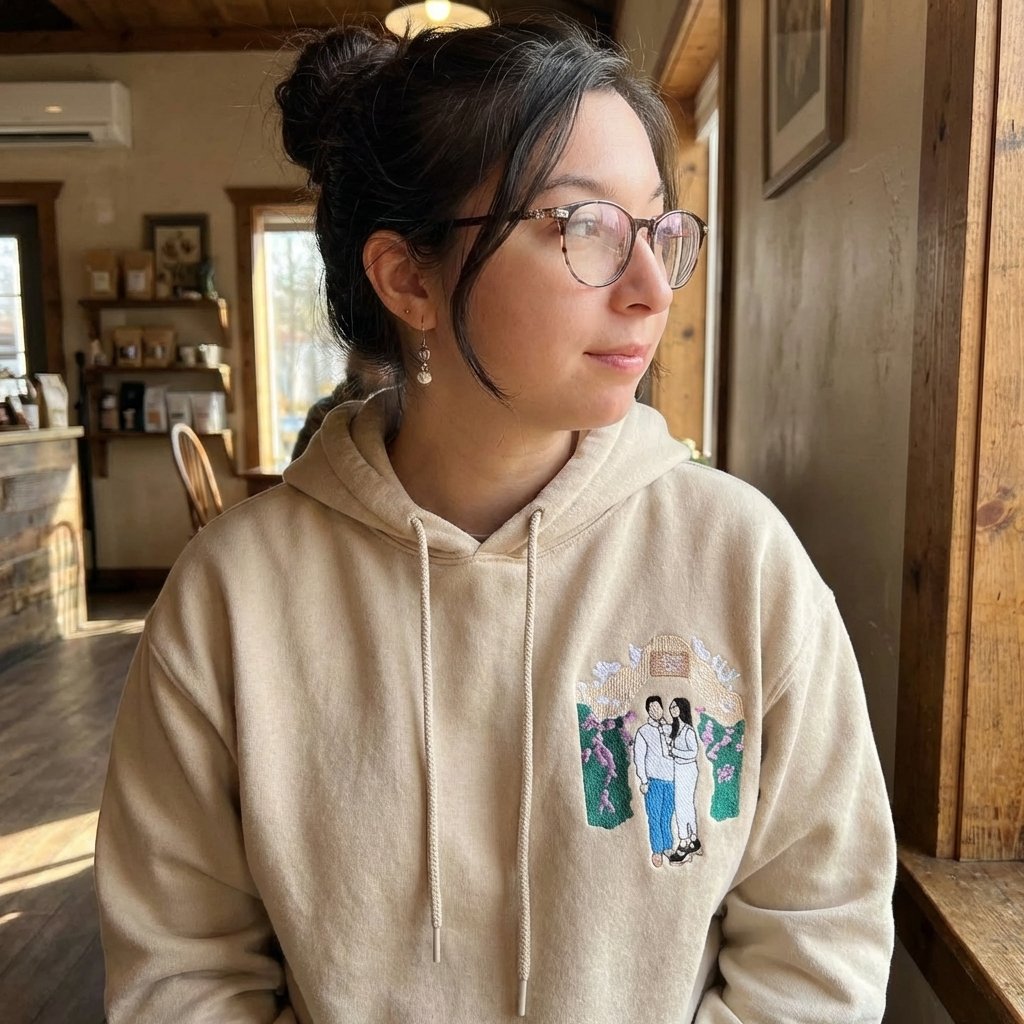 Custom Portrait Dog from Photo Embroidered Sweatshirt, Hoodie