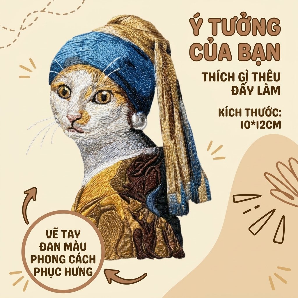 Thêu theo yêu cầu đan màu phức tạp phong cách phục hưng độc đáo từ ý tưởng khách hàng, sản phẩm thời trang độc bản cá nhân hóa