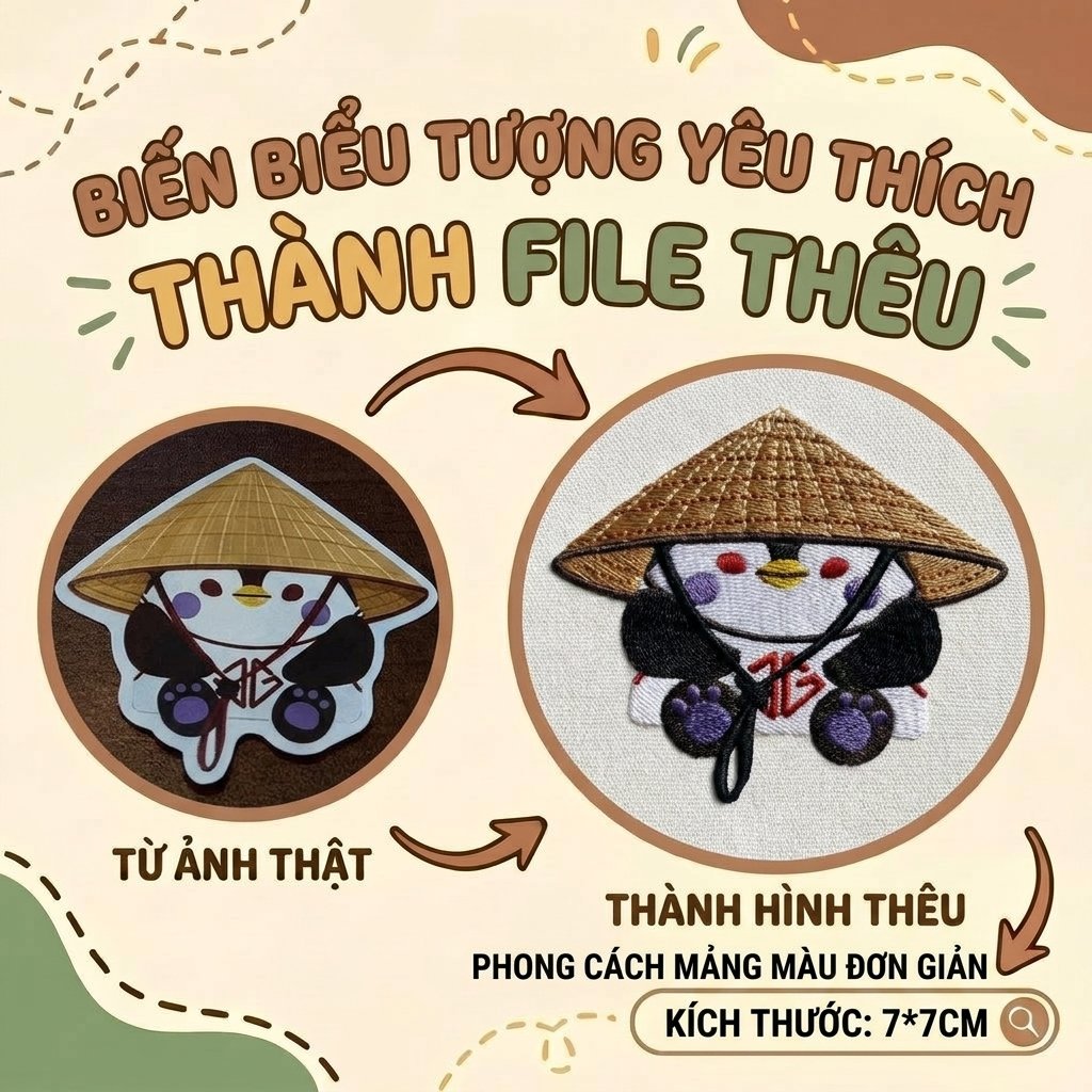 Thêu mảng có màu hình ảnh ngộ nghĩnh theo yêu cầu