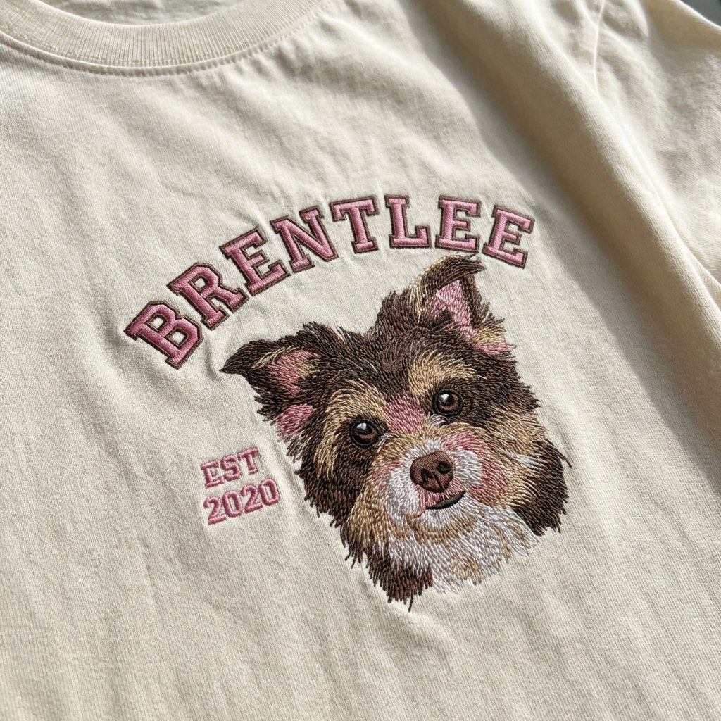 Custom Pet Portrait Embroidered Sweatshirt, Hoodie, Custom Pet Picture