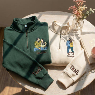 Áo phông thêu họa tiết ôm hôn và chân dung từ ảnh, quà  tặng cặp đôi, được chọn kiểu áo