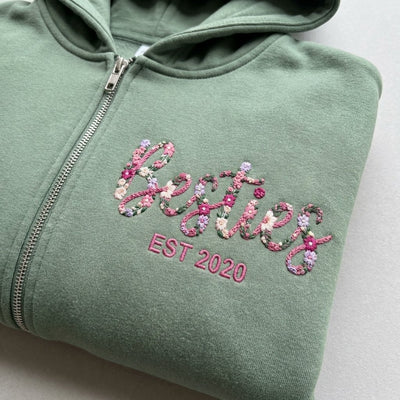 Áo hoodie thêu đồ đôi tình bạn, tặng đôi bạn thân, được chọn kiểu áo, cá nhân hóa phối hoa và thêm tên riêng, năm kết bạn