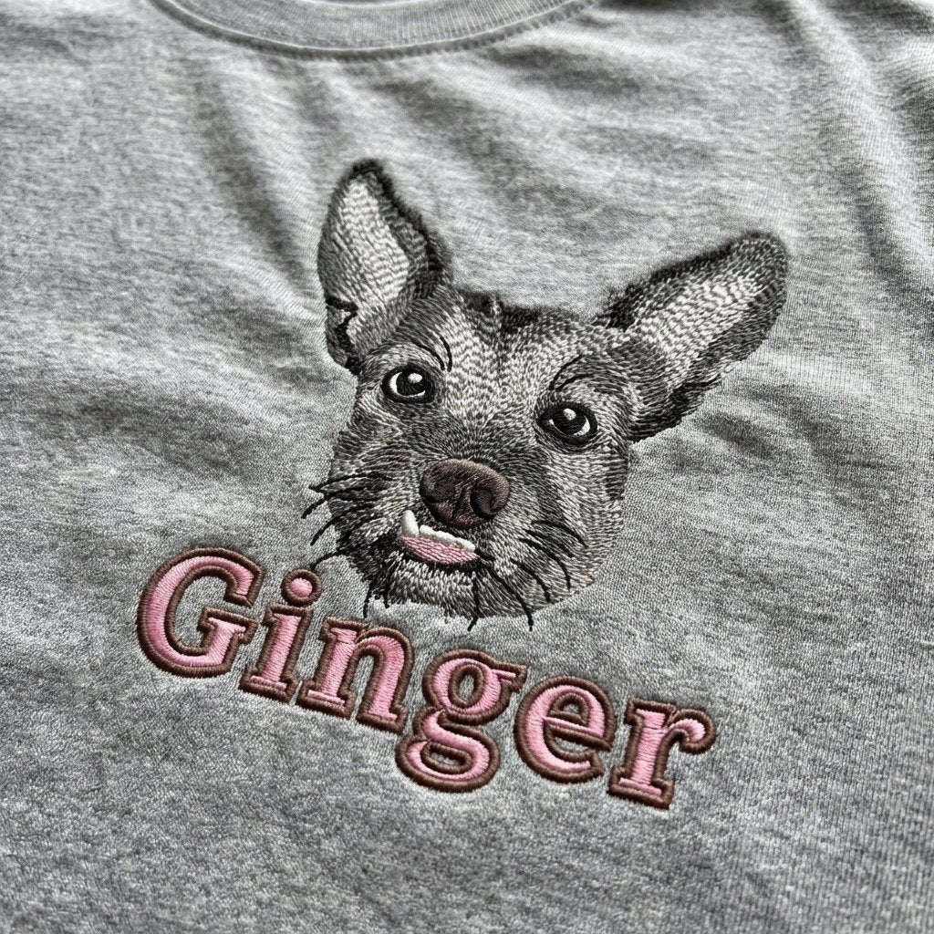 Custom Pet Portrait Embroidered Sweatshirt, Hoodie, Custom Pet Picture