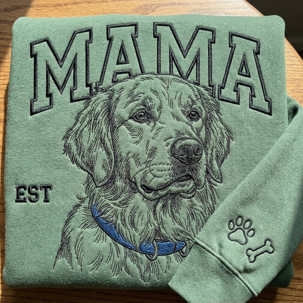 Áo hoodie thêu chân dung chó Golden Retriever từ ảnh thật, quà cho người yêu chó, duyệt trước thiết kế không giới hạn và  được chọn kiểu áo